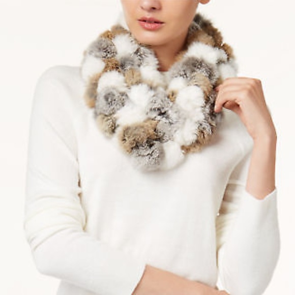 Marcus Adler Accessories - Marcus Adler Rabbit Fur Pom-Pom Infinity Scarf